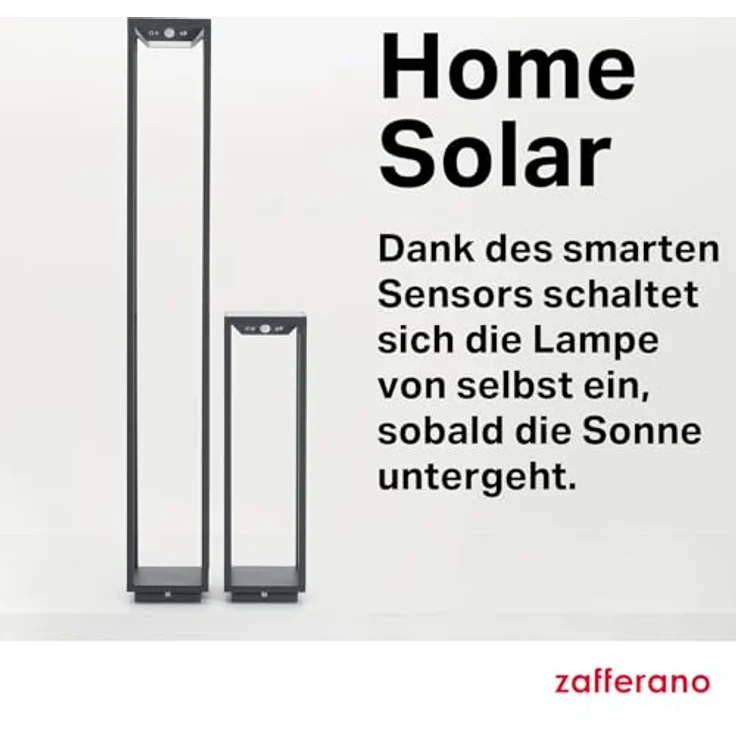 Zafferano, Home Solar Lampe, Kabellose Stehleuchte mit Solarpanel und Bewegungssensor, für den Außenbereich Geeignet, Dimmer, 3000 K, Höhe 100 cm, Farbe Dunkelgrau – Bild 5