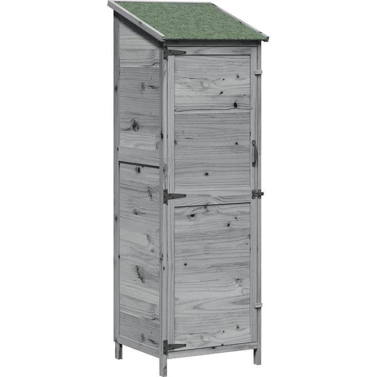 vidaXL Gartenschuppen Grau 59,5 x 56 x 176,5 cm Massivholz aus Fichte 42033446 – Bild 2