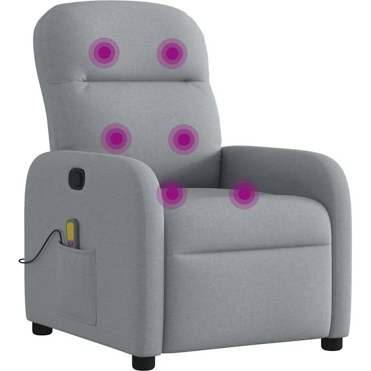 vidaXL Massagesessel Hellgrau Stoff 4015532 – Bild 5