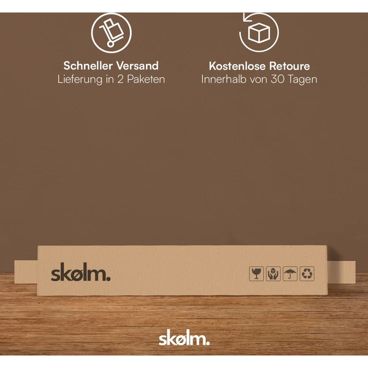 skølm 'Vestri' Futonbett 140x200 cm, Bettgestell aus Eiche Massivholz, Walnuss Optik lackiert, Massivholzbett 25 cm hoch, geeignet als Doppelbett – Bild 9