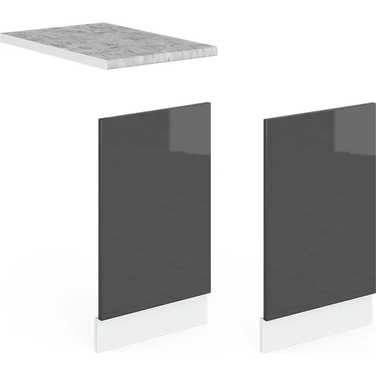 Frontblende R-Line Anthrazit Hochglanz 45 cm ohne Arbeitsplatte Vicco – Bild 2
