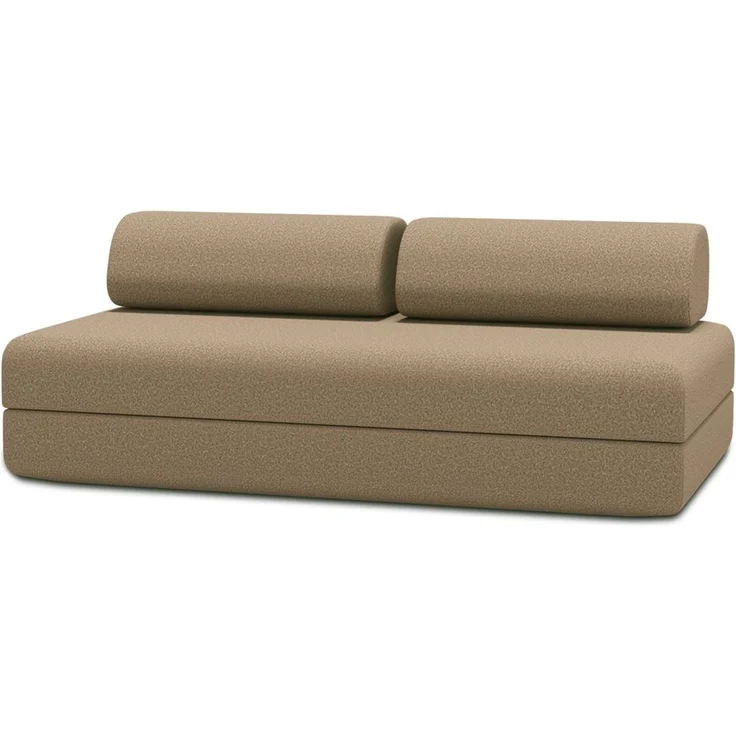2-3-Sitzer-Schlafsofa aus glattem, braunem Stoff – Bild 1