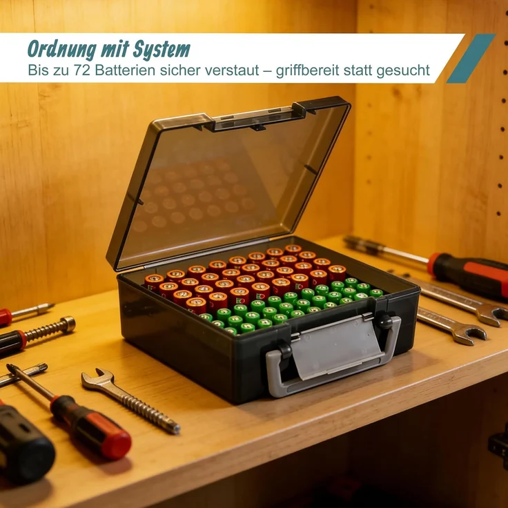 relaxdays Batteriebox für 72 Batterien (1 St), grau – Bild 3