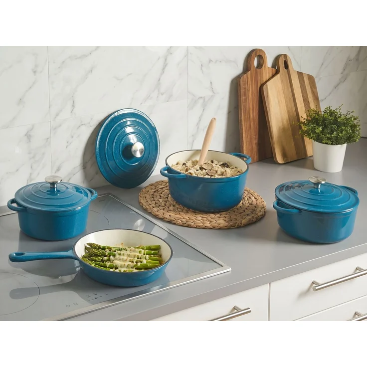 Gusseisen Kochgeschirrset 7-teilig CASTORA Blau – Bild 3