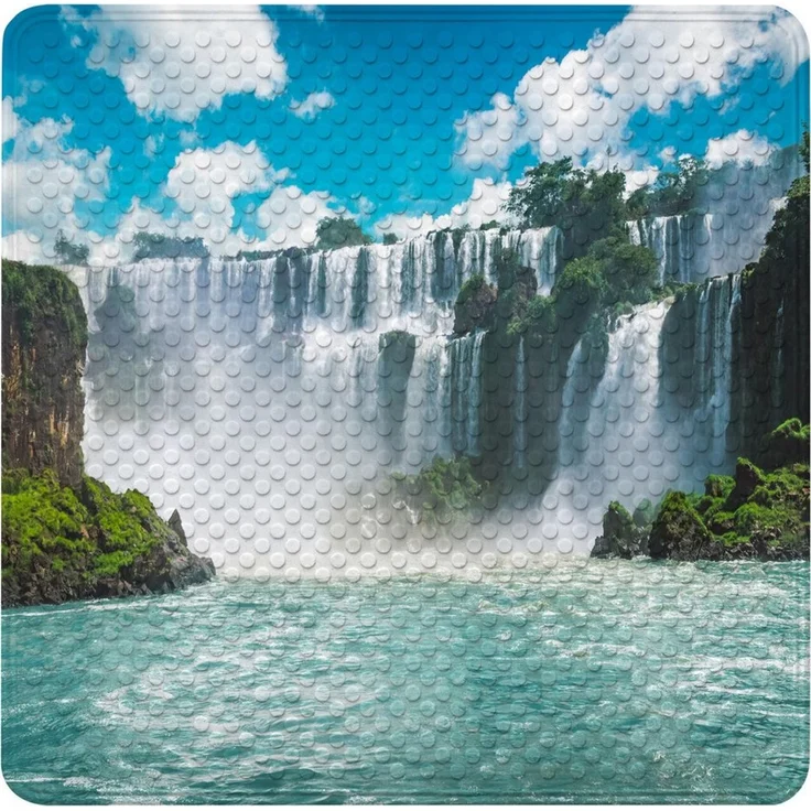 Sanilo Duschmatte, mit Motiv, rutschfest, waschbar, quadratisch, 230 extra starke Saugnäpfe, Kunststoff PVC, 53 x 53 cm, Wasserfall – Bild 1