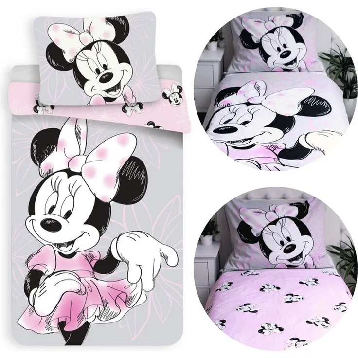 Disney Minnie Mouse Kinderbettwäsche DISNEY Minnie Mouse Bettwäsche 140x200+70x90 Baumwolle, Reißverschluss