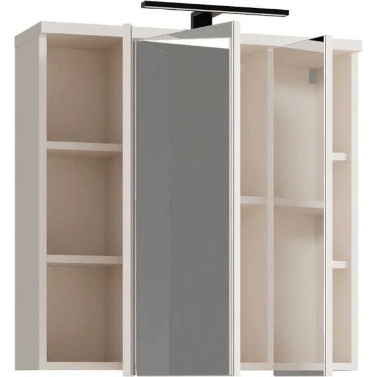 Badezimmerspiegelschrank >VERIS< in Sand / Spiegel - 68,6x68,1x20cm (BxHxT) – Bild 5