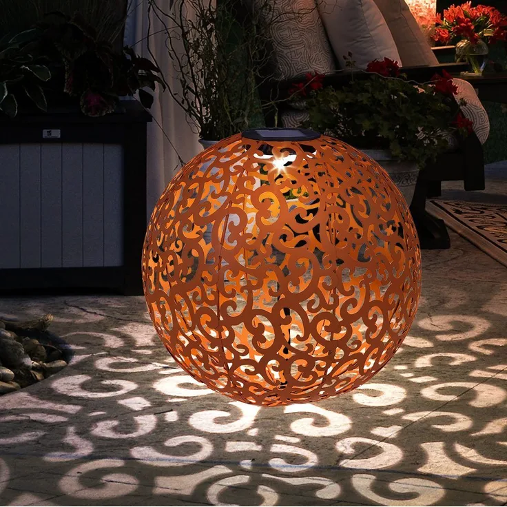 GLOBO LIGHTING Kugelleuchte, LED-Leuchtmittel fest verbaut, Warmweiß, Solarleuchte orientalisch Kugel Solar Kugellampe Erdspieß