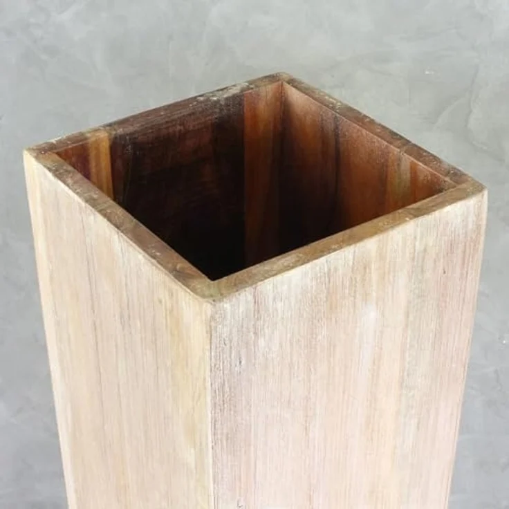 Oriental Galerie Blumenhocker Massive Holz Säule Viereckig Podest Whitewash groß 85 cm (1 St) – Bild 6