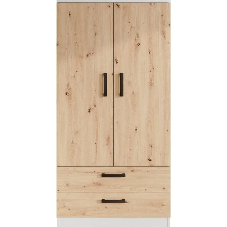 Beautysofa Kleiderschrank TREND 2-türig mit Selbsteinzug, Kleiderstange und 5 Einlegeböden (verschiedene Farben, mit oder ohne Schubladen) – Bild 1