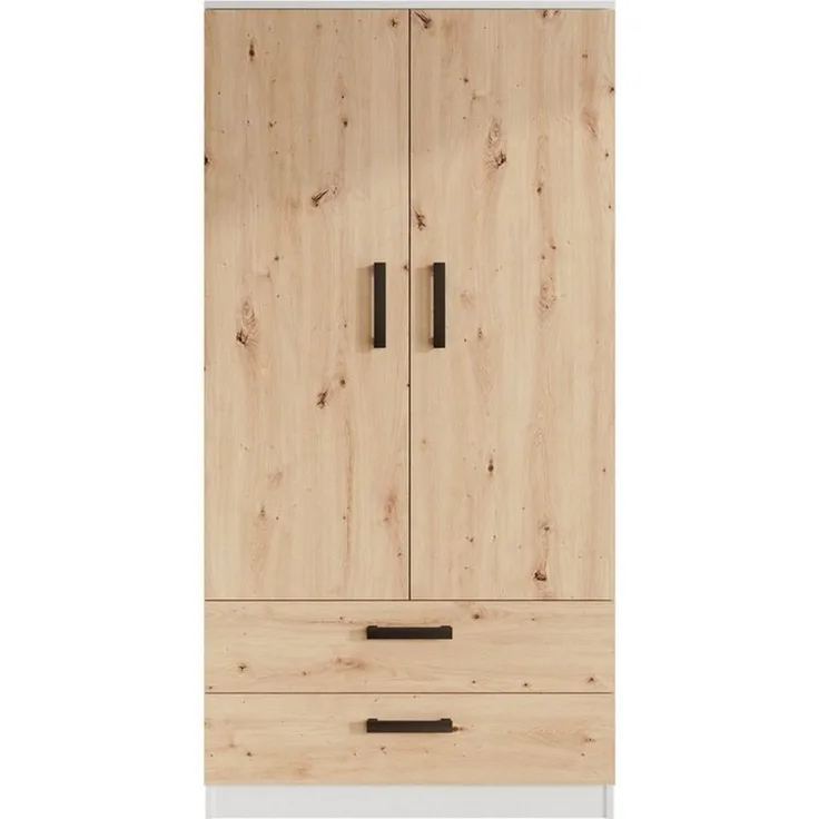 Beautysofa Kleiderschrank TREND 2-türig mit Selbsteinzug, Kleiderstange und 5 Einlegeböden (verschiedene Farben, mit oder ohne Schubladen)