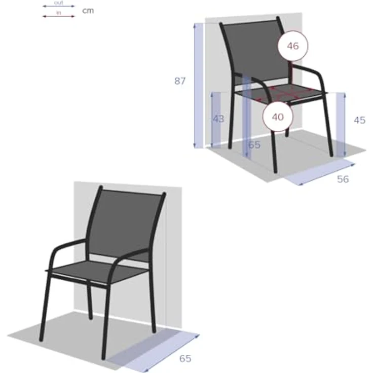 Hespéride - Piazza Stapelbarer Gartenstuhl, Olivgrün & Graphit, rostbeständig, leicht zu verstauen, Gartenmöbel für Terrasse und Balkon – Bild 3