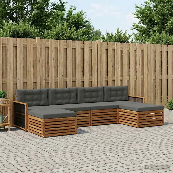 vidaXL Outdoor-Sofagarnitur 6 stk. 4-Sitzer Natur und Anthrazit 3383685 – Bild 1