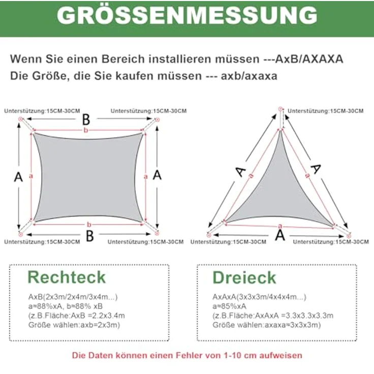 AXT SHADE Sonnensegel Wasserdicht Dreieckig 3,6 x 3,6 x 3,6 m Wetterschutz Sonnenschutz PES Polyester mit UV Schutz für Terrasse Balkon Garten-Grau Anthrazit(Wir Machen Sondergrößen) – Bild 7