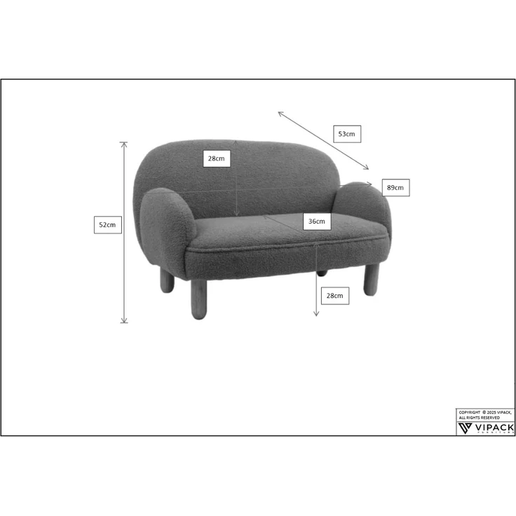 Kindersofa, Bezug Bouclè Blau – Bild 4