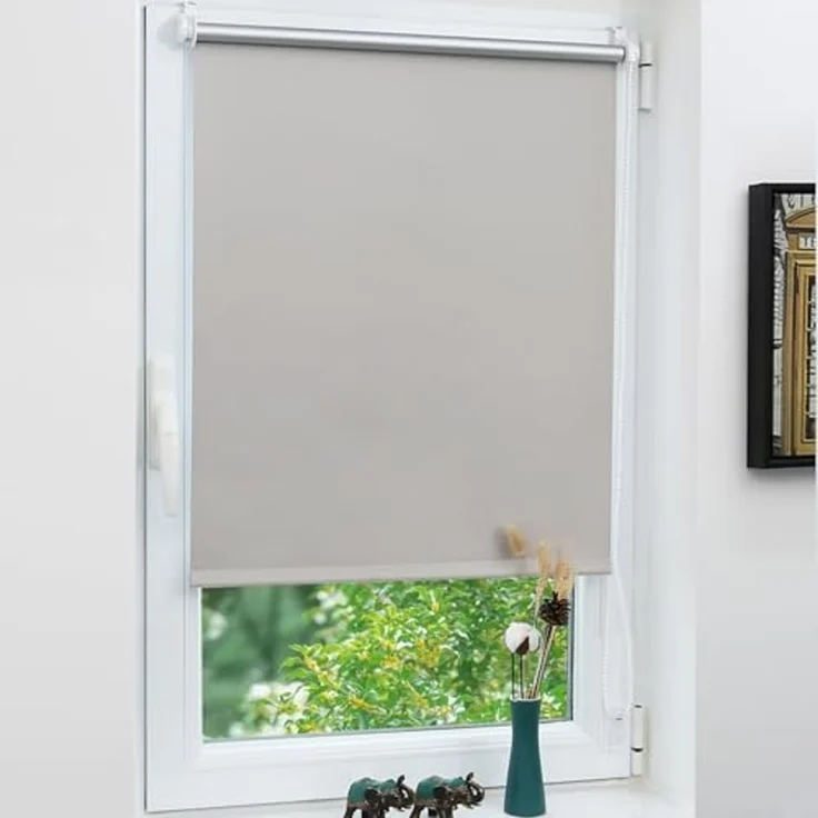 Grandekor Verdunklungsrollo ohne Bohren Hellgrau 50x170 cm(Stoffbreite 46cm) Rollos für Fenster ohne Bohren & mit Bohren,Verdunkelungsrollo Thermorollo Klemmrollo Fensterrollo verdunkelung – Bild 1