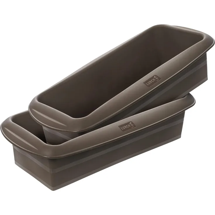 Lurch 585000 FlexiForm Kastenform 2er Set / 2 Brotbackformen aus 100% BPA-freiem Platin-Silikon, 25x9 cm, Braun