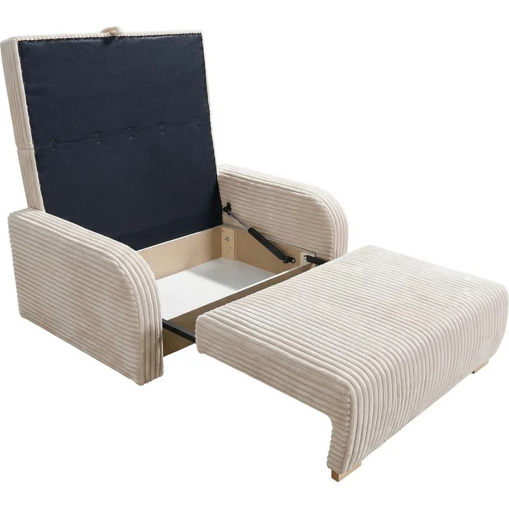 Wohnero24 Lirena 2 Schlafsofa 136x95 cm mit Bettfunktion 113x195 cm – 2-Sitzer Cord Sofa ausziehbar mit Bettkasten, kleines Schlafsofa für Wohnzimmer - Creme – Bild 7