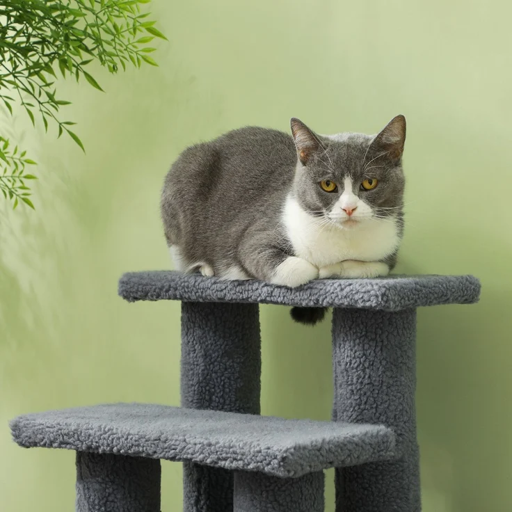 JARDJ Tiertreppe Katzentreppe Hundetreppe 4 Stufen Grau 63,5x43x60cm für Katzen und Hunde, ideal für Senioren & kleine Tiere – Bild 8