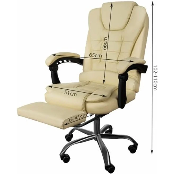 MALATEC Bürostuhl Ergonomischer Bürostuhl Fußstütze Drehsessel Drehstuhl Chefsessel – Bild 3