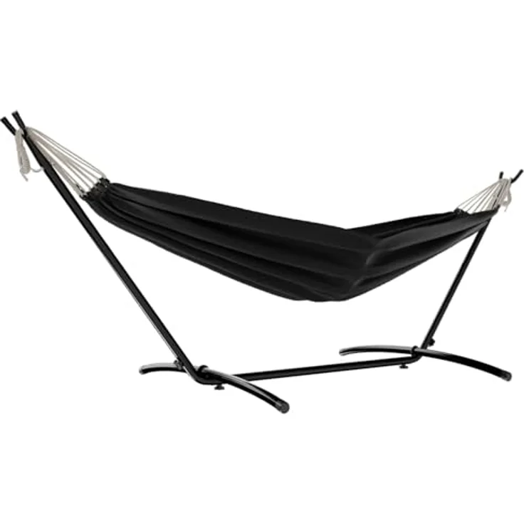 GARMIO Hängematte mit Gestell, 200kg Belastbarkeit, klappbar, anthrazit, inkl. Zubehör & Tragetasche, 270x110x105cm – Bild 9