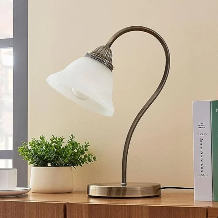 Lindby Tischleuchte Mialina, Glas Bronze IP20, 1x60 W – Bild 3