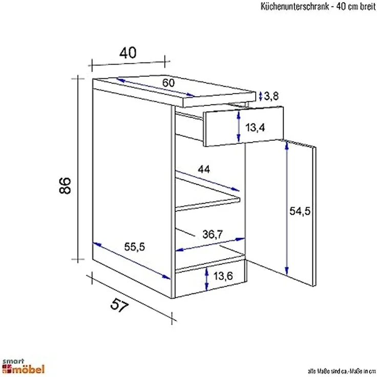 Flex-Well Unterschrank Antigua (B x H x T) 40 x 86 x 60 cm – Bild 5