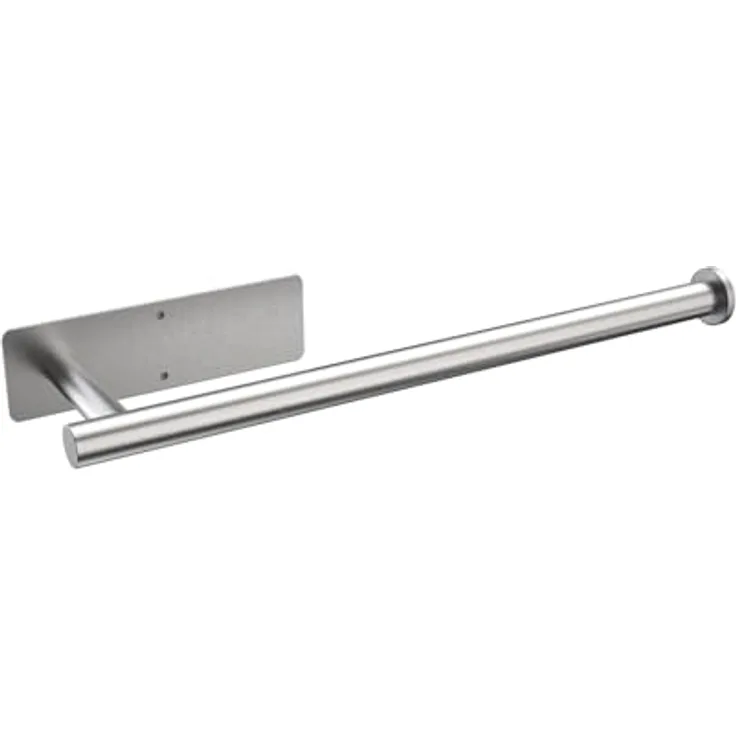 Ibergrif Küchenrollenhalter Wand mit 2 Montagemethoden | Klopapierhalter ohne Bohren, Zewa Rollenhalter Selbstklebend, Edelstahl, Grau