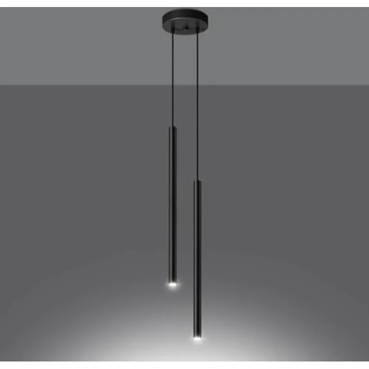 Sollux Lighting Pastelo 2 Pendelleuchte, modern schwarz, 2 Lichtquellen, aus Stahl, Höhe 118 cm, ideal für Wohnzimmer und Schlafzimmer – Bild 5