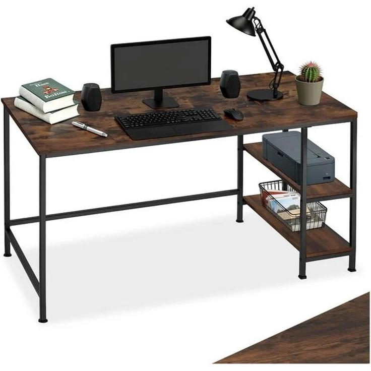 tectake Schreibtisch Computer-Schreibtisch (1-St, 1 tlg), Geradliniger Computer-Schreibtisch im minimalistischen Industrie-Stil – Bild 4