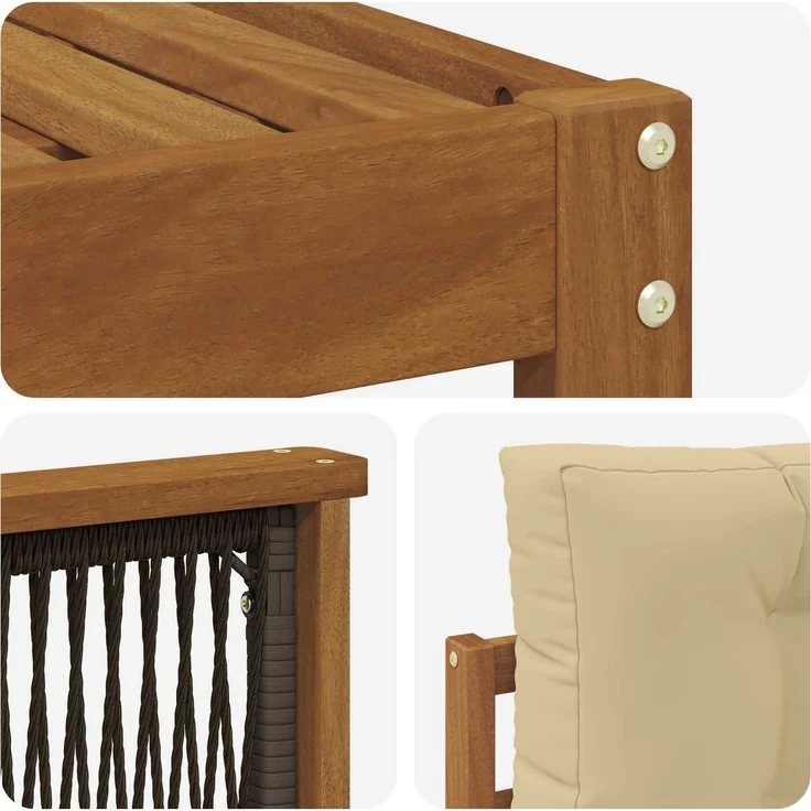 vidaXL Outdoor-Sofagarnitur 6 stk. 6-Sitzer Natur und Beige 3382786 – Bild 5