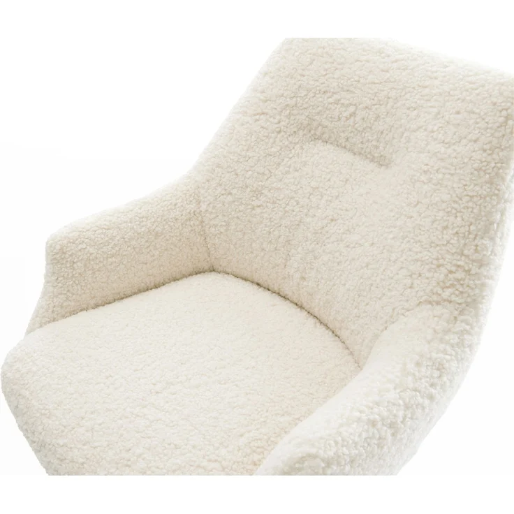 Barstuhl Alja-Flex Teddystoff Beige Drehfuß höhenverstellbar Edelstahl Silberfarben Taschenfederkern – Bild 4