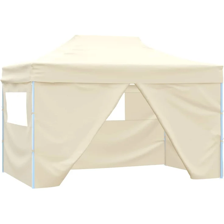 Profi-Partyzelt Faltbar, Gartenzelt mit 4 Seitenwänden 3x4 m Stahl Creme – Bild 1