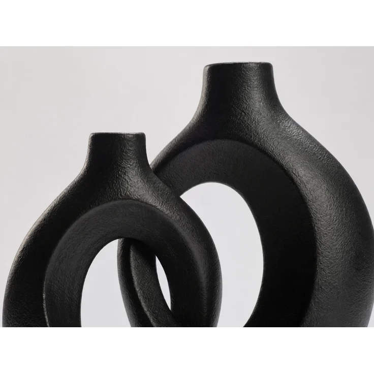 Keramikvase in abstrakter Form Schwarz 30 x 8 x 22 cm – Bild 3