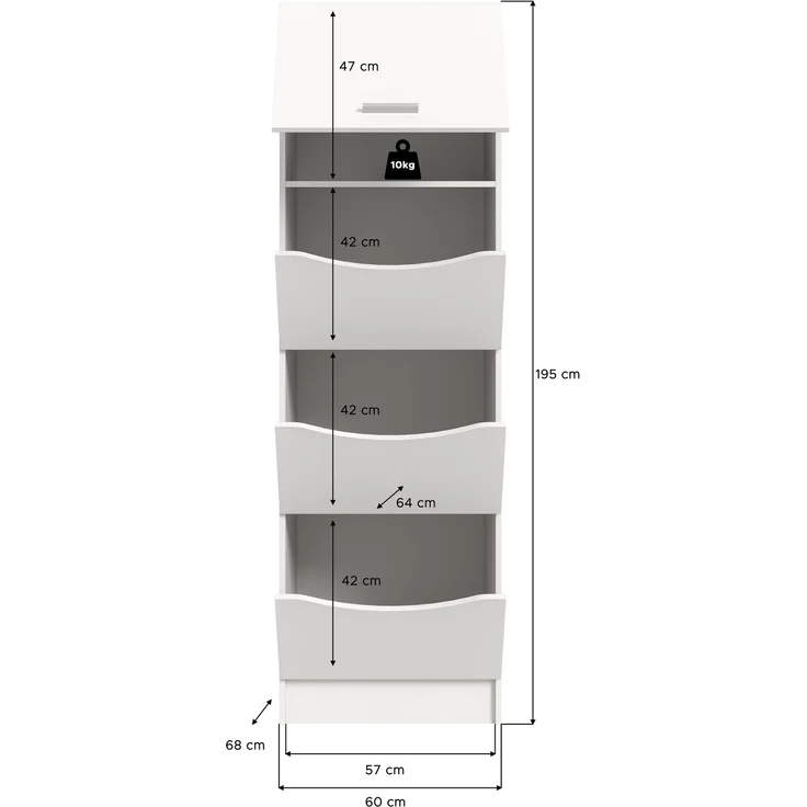 Wäscheschrank (B/H/T: 50x195x62 cm) in weiß Nachbildung – Bild 4