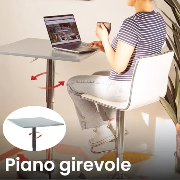 Brigros WeHome - Bartisch, hoher Couchtisch, höhenverstellbarer Couchtisch, quadratischer oder runder Tisch, Küchentisch erhältlich (Grau, Quadrat) – Bild 7