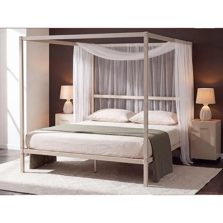 Himmelbett Metall LESTARDS 160 x 200 cm Hellbeige – Bild 2