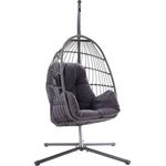 Outdoor Hängesessel XABI, Dunkelgrau, Grau, Stahlrahmen, (1-St), Kunststoffgeflecht, mit Kissen, B 110 x H 198 x T 108 cm