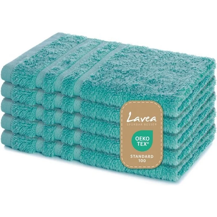 Lavea Gästehandtuch Elena, 30x50cm aus 100% Baumwolle, fusselfreies, pflegeleichtes hautfreundliches Gästehandtuch-Set (Set, 5-St), einzigartig weiche Frottee Gästehandtücher für jeden Hauttyp – Bild 4