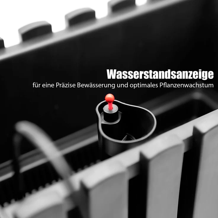 BigDean Balkonkasten Lattenzaun Optik in Anthrazit aus wetterfestem & robustem Kunststoff 40 cm– Balkonkasten mit Halterung & Wasserstandsanzeige – Made in Europe – Bild 5