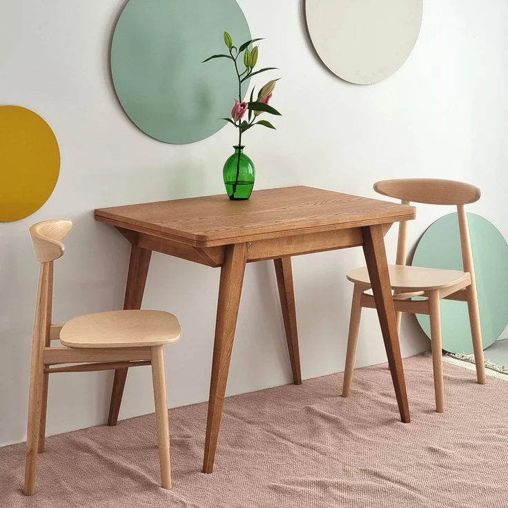 Ragaba rechteckiger ausziehbarer Tisch, MDF & Massives Eschenholz, 90x65 cm, Eichenbeize, Eichenbeize – Bild 5