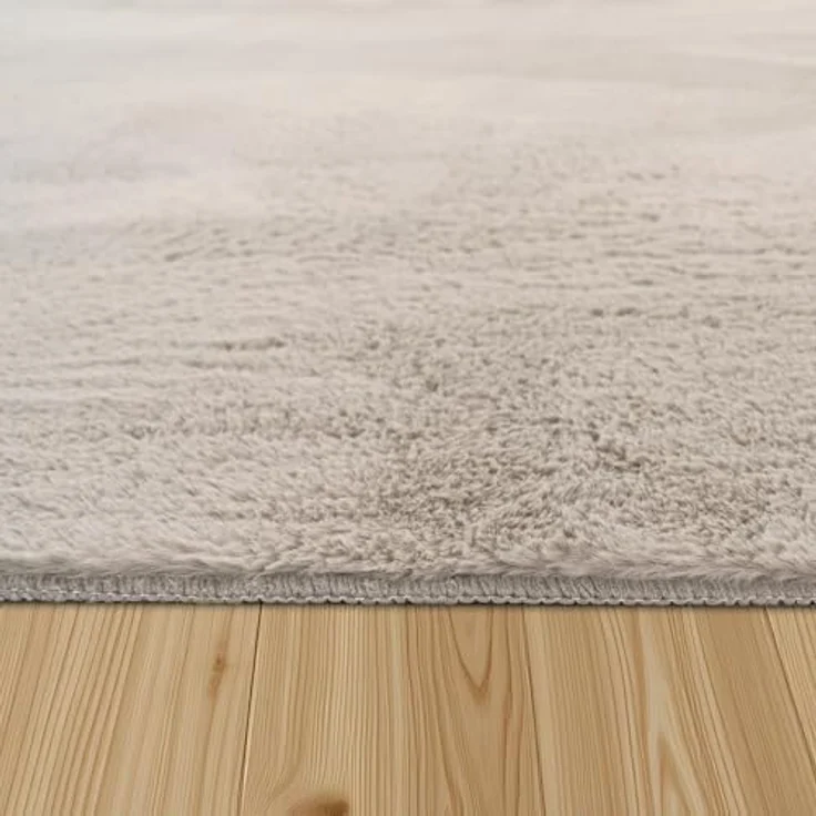 Paco Home Hochflor Teppich Wohnzimmer Flauschig Fellteppich Kunstfell Plüsch Shaggy Weich Fellimitat, Grösse:80x150 cm, Farbe:Beige – Bild 3