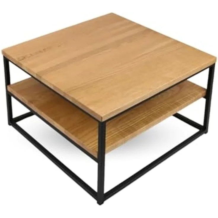 Couchtisch mit 2 Platten - Eiche / Metall - 60 x 60 x 39,5cm