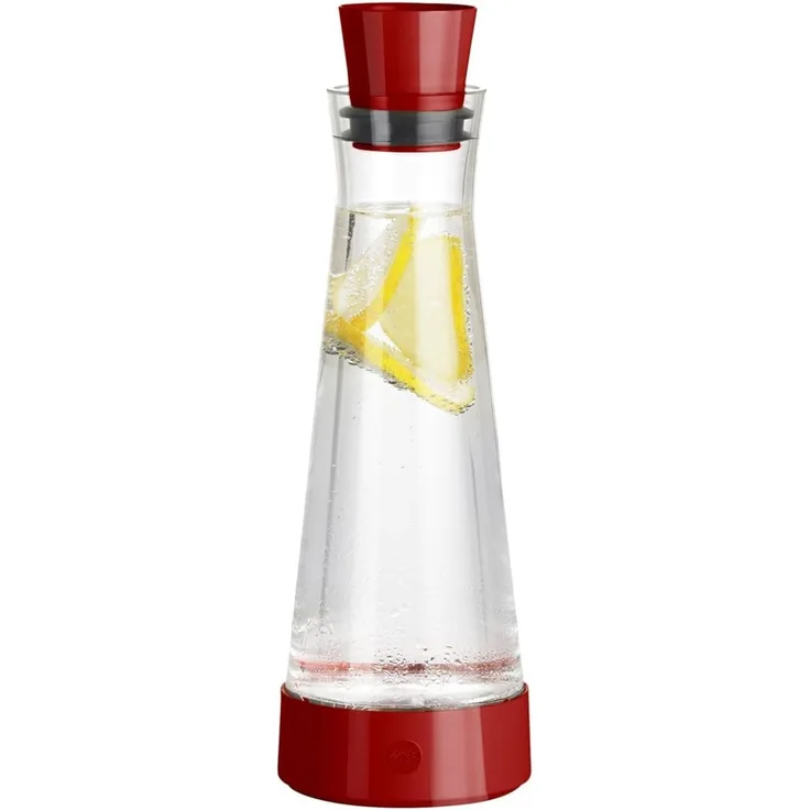 Emsa Wasserkrug Emsa Kühlkaraffe inkl. Kühlelement FLOW Slim Friends Rot 1L