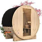 DELUKE® Fasssauna Outdoor mit Elektroofen PIET - für 2 Personen, inkl. Saunazubehör | Außensauna Gartensauna Saunafass | Selbstmontage