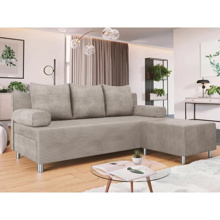Schlafsofa Dover Cord (Sofa mit Polsterhocker, Farbe: Poso 03) – Bild 2
