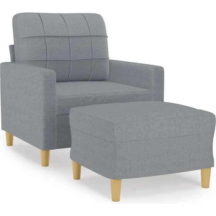 vidaXL Sessel mit Hocker Hellgrau 60 cm Stoff 3200993