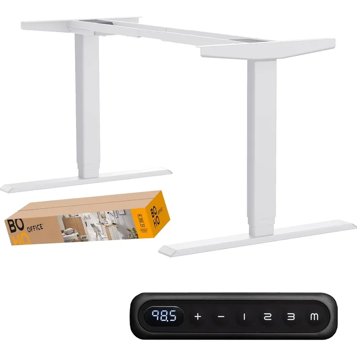 boho office® homedesk - elektrisch stufenlos höhenverstellbares Tischgestell mit Memoryfunktion (Weiß (RAL9016))