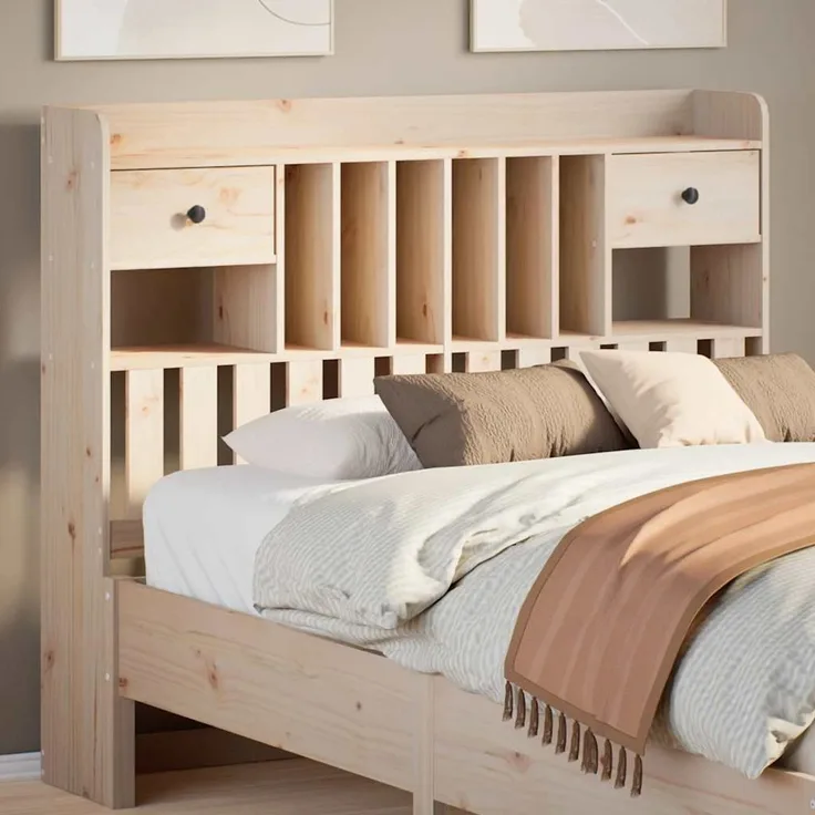 vidaXL Kopfteil mit Stauraum 135 cm Massivholz Kiefer Braun