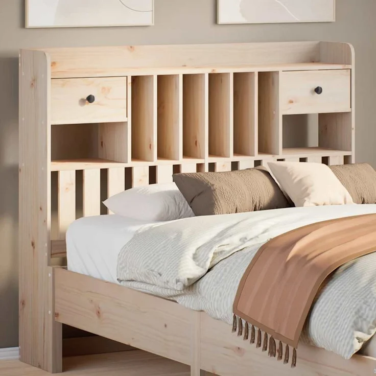 vidaXL Kopfteil mit Stauraum 135 cm Massivholz Kiefer Braun – Bild 1